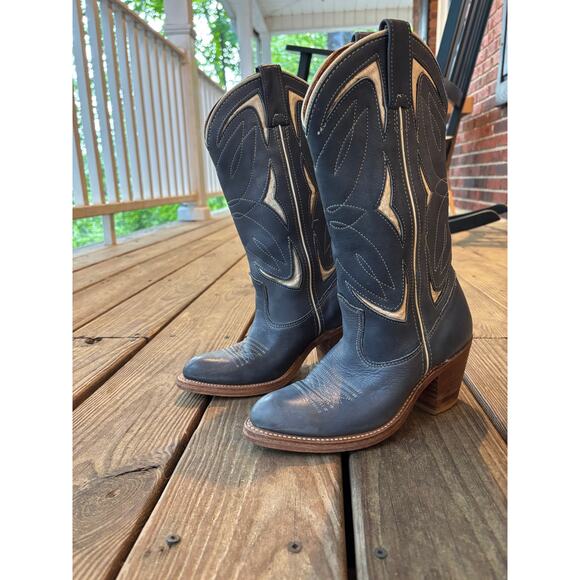 Double H Blue Boots - Women's Size 6 - Vintage Charm HH - Picture 1 of 8